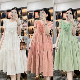 váy xuông thiết kế cao cấp NH Clothing tơ đũi mềm cổ hoa nổi
