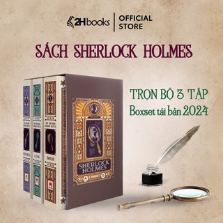 Sách Sherlock Holmes trọn bộ 3 tập tái bản 2024, Boxset sách trinh thám 2H Books, tiểu thuyết trinh thám kinh điển