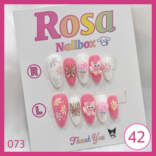 Nailbox thiết kế thủ công móng úp móng giả hồ ly hoạt hình chụp kỷ yếu đi học đi chơi tặng keo dũa - Rosa 6868