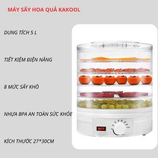 Máy sấy hoa quả - 8 mức sấy khô thực phẩm 5 tầng kakool - tiết kiệm điện năng