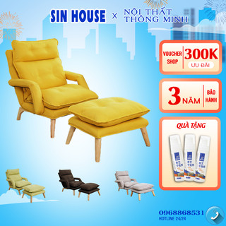 Ghế Thư Giãn, Ghế Lười, Ghế Đọc Sách Có Gác Chân Điều Chỉnh Được Độ Ngả Lưng Ghế Tặng Kèm Đôn