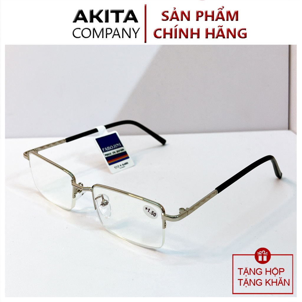 Kính lão thị viễn thị Nửa viền cao cấp hàng đẹp AKITA135 tròng Japan chuẩn độ từ 1 đến 4
