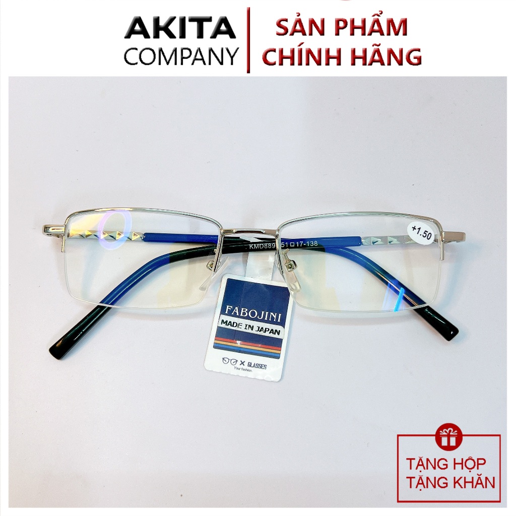 sale Kính lão thị viễn thị Nửa viền cao cấp hàng đẹp AKITA135 tròng Japan chuẩn độ từ 1 đến 4