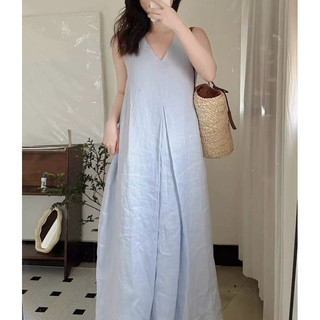 Đầm linen form rộng dáng dài 120cm - PT Linen - hm0