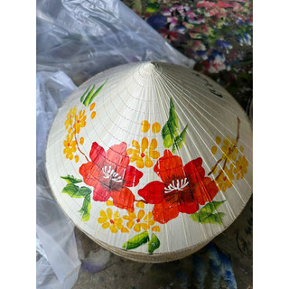 Nón lá vẽ hoa cho bé 33cm