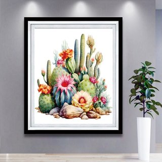 [Mẫu mới] Tranh đính đá Hoa Mẫu Đơn, Hoa Xương Rồng, chưa đính đá