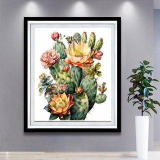 [Mẫu mới] Tranh đính đá Hoa Mẫu Đơn, Hoa Xương Rồng, chưa đính đá
