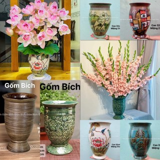 Bình Hoa Lọ Hoa Gốm Dáng Ly Miệng Rộng Gốm Sứ Bát Tràng - Gốm Bích