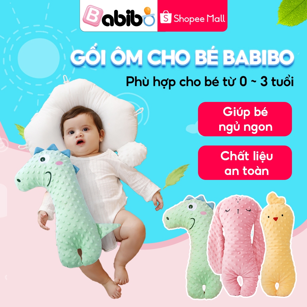 Gối ôm cho bé sơ sinh 0-2T BABIBO, gấu bông cho trẻ ôm ngủ, thú bông đồ chơi cho bé