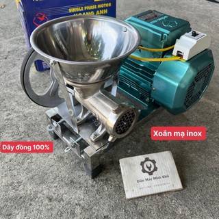 Máy đùn thịt 1.5hp| cối đùn thịt 12 chân inox mô tơ 1.1kw hoàng anh| cối xay xương, cổ gà, cua