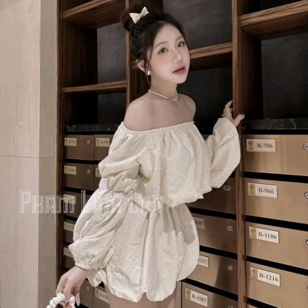 Áo kiểu trễ vai (ảnh chụp thật)