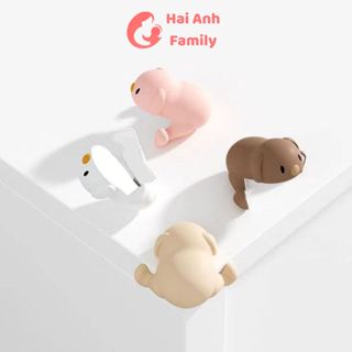 Chặn góc bàn, góc tủ hình cún con Silicon cao cấp an toàn cho bé