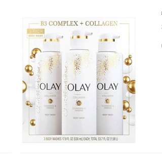Sữa tắm dưỡng trắng, cung cấp collagen Olay Collagen B3 Cleansing & Firming Body Wash của Mỹ mỗi chai 530ml