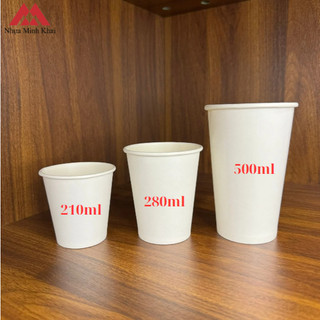 Set 50 Cốc giấy, Ly giấy màu trắng 7oz 8oz 16oz tương đương 210ml 280ml 500ml