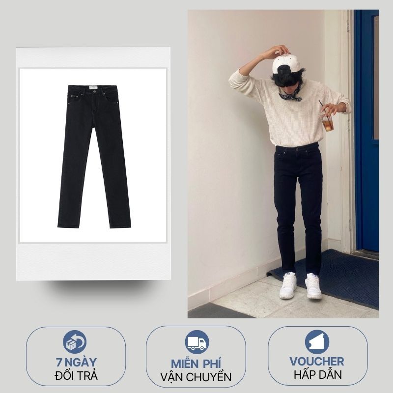 Quần Jeans Nam co giãn, Form Slim Fit | OTHER SIDE Slim Fit Jeans, Đen