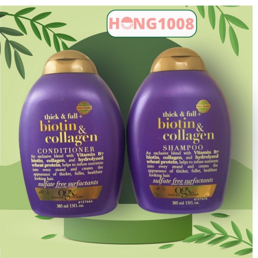 Dầu Gội Xả OGX Biotin & Collagen 385ml  Bí Quyết Cho Mái Tóc Dày & Bồng Bềnh shop Hong1008