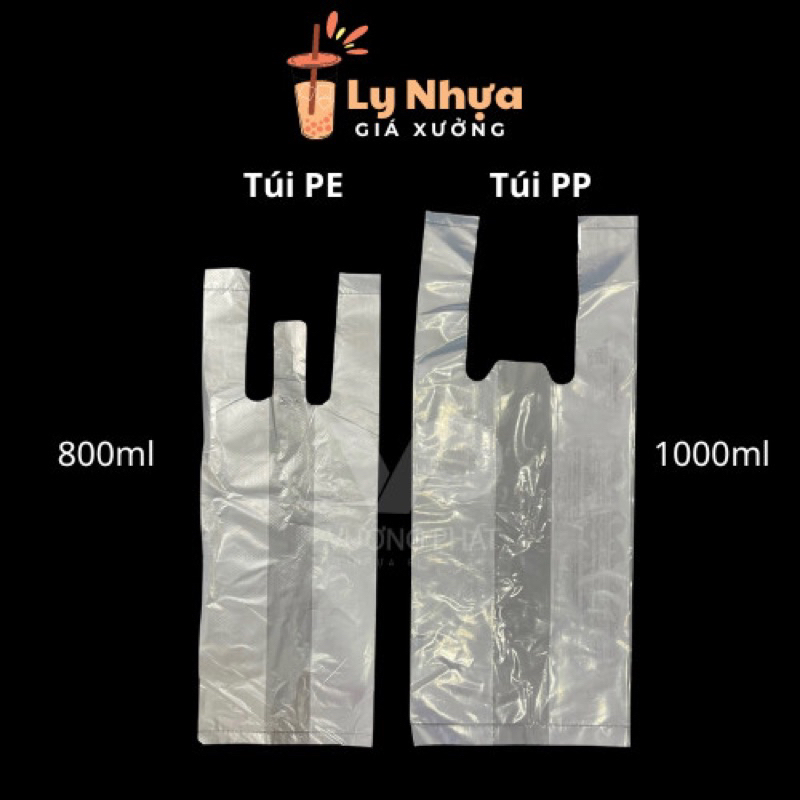 500gr Túi Nhựa PE Đựng Ly 800ml, 1000ml, Túi Đựng Ly Trà Tắc, Nước Dừa, Nước Mía, Trà Sữa