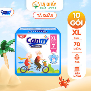 Combo 10 gói tã quần người già canny siêu thấm, bỉm quần người già kháng khuẩn size xl7 miếng