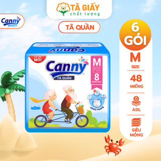 Bộ 6 gói tã quần người già canny siêu thấm, bỉm quần người già kháng khuẩn size m8, l7, xl7 miếng