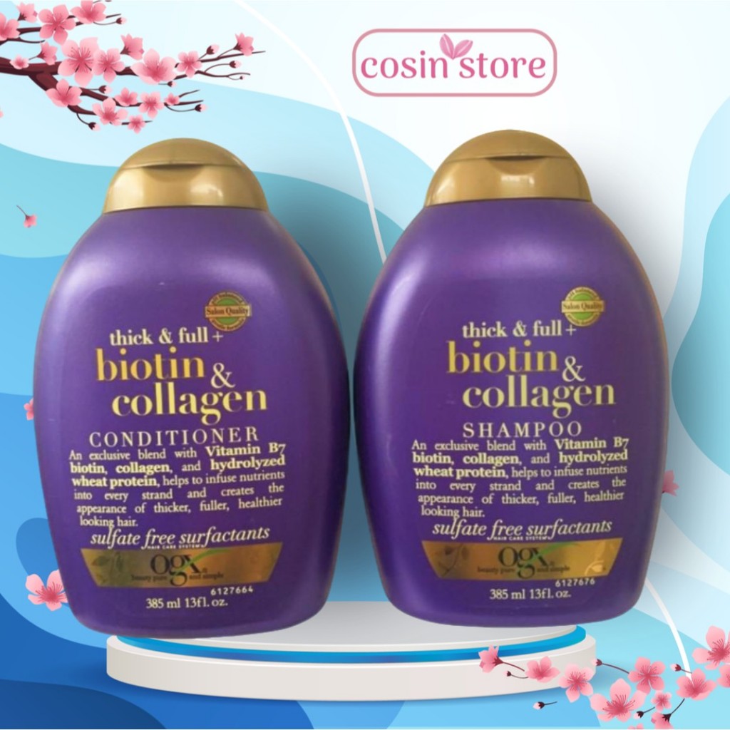 Dầu Gội xả OGX Biotin & Collagen 385ml Bí Quyết Cho Mái Tóc Dày & Bồng Bềnh OGX Vietnam Cosin Store