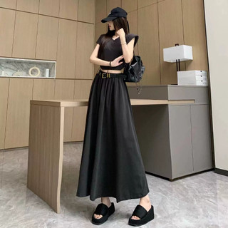 [ TẶNG KÈM ĐAI EO ] Chân Váy Dài Chân Váy Xoè Chân Váy Xếp Ly Chữ A Kaki [ MÃ : 51552CV2024 ]