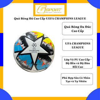 Quả bóng đá da cao cấp size 5 - bóng đá da đúc uefa champions league cao cấp - tặng kèm lưới đựng bóng và kim bơm bóng