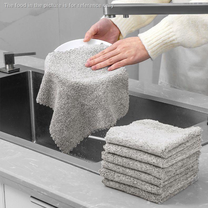 Combo 10 Khăn lau tay XÁM, lau bếp 2 mặt 2 chất liệu - Màu Xám sạch sẽ siêu thấm hút