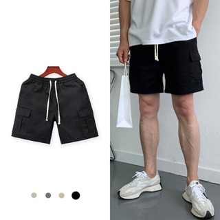 Quần nam ngắn kaki túi hộp dây rút eo - 100Hz - Quần kaki túi hộp nam Trắng/ Đen/ Kem/ Rêu phối đồ