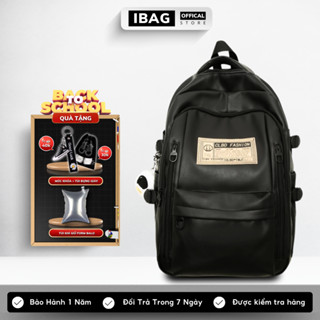 Balo Da Đi Học IBAG Balô Da Thời Trang Nam Nữ Cặp Da Pu Cao Cấp Ba Lô Da Cặp Đi Học Ulzzang Balo Đựng Laptop 15.6 Inh
