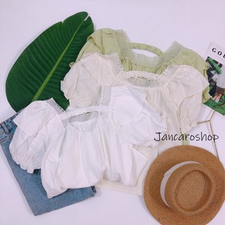 Áo Kate Tay Ngắn Cổ Vuông Viền Ren hàng QCCC - Jancaroshop