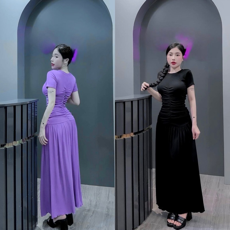 Đầm body dáng dài nhúng phần eo - RS00025