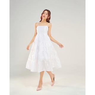 ⚡FORM ĐẸP⚡ Váy thô hai dây babydoll nhún tầng trắng maxi / lửng / ngắn phong cách tiểu thư công chúa đi biển 2 lớp
