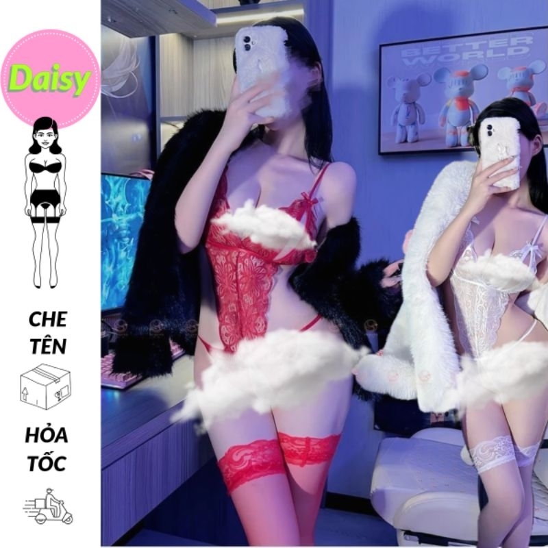 Bodysuit ren lưới cutout táo bạo sexy - váy ngủ liền thân jumpsuit gợi cảm