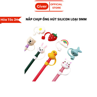 9mm Nắp Chụp Ống Hút Ly Giữ Nhiệt Họa Tiết Hoạt Hình