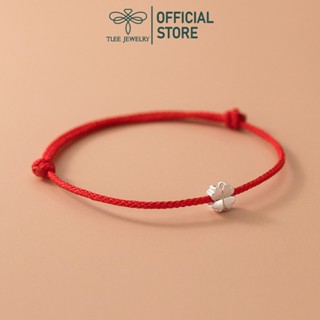 Lắc tay bạc nữ TLEE sợi chỉ đỏ dày mặt có bốn lá may mắn TLEE JEWELRY LT0271