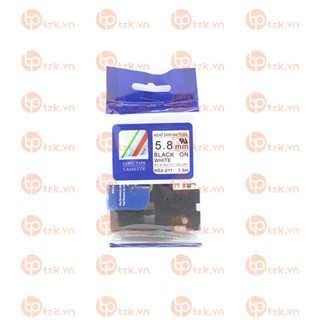 Ống Co Nhiệt HS2-211, chữ đen trên nền trắng, Ống Băng, kích thước 5.8mm * 1.5M, máy in nhãn Brother, phu hoang company