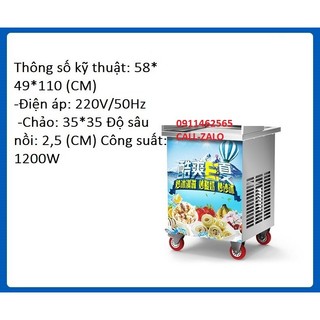 Máy làm kem cuộn ,mâm đơn vuông ,Công suất 1200W - Kích thước chảo 35*35cm-Hàng cao cấp,bảo hành 12 tháng