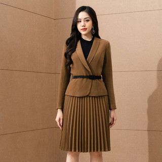 Áo vest nữ lamer hai lớp cổ sam đai eo l65b22t025