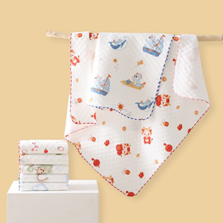 Chăn, choàng ủ, chăn quấn bé mùa hè chất cotton trần bông dệt kim bo viền thoáng mát, mịn, nhẹ size 85x85cm