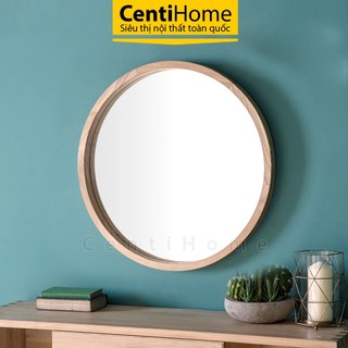 Gương tròn treo tường khung viền gỗ sồi tự nhiên CENTIHOME Gương gỗ decor