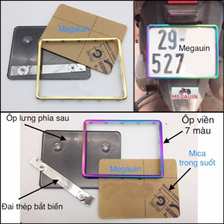 Bộ ốp biển số Titan 7 màu / Vàng / Inox / KHÒ 4 GÓC (khung viền biển / bảng số 7 màu)