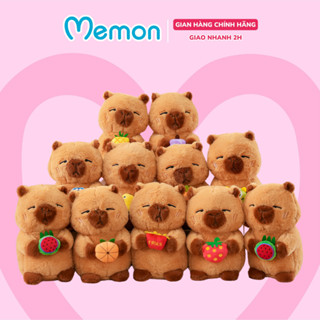 Gấu bông capybara ôm quả Memon thú nhồi bông capybara ôm trái cây 23cm mềm mịn cao cấp