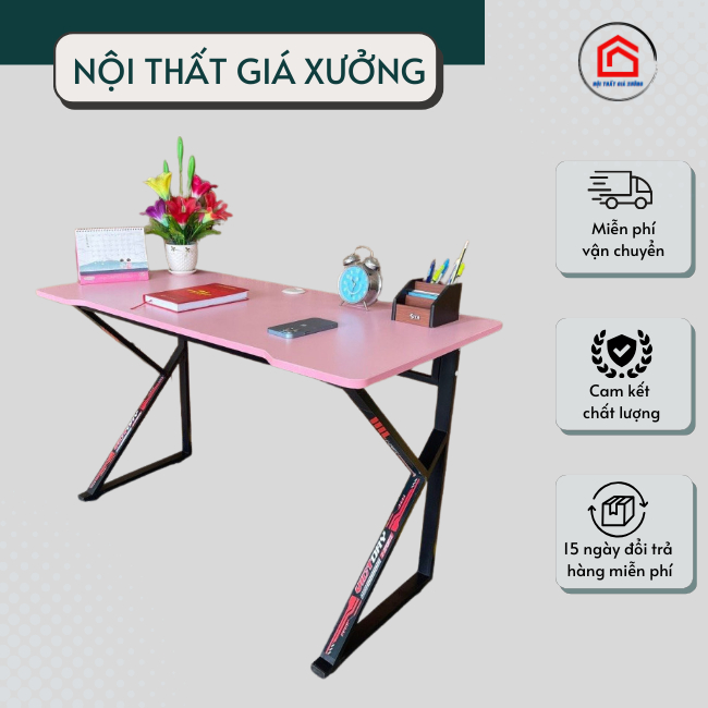 Bàn chữ K gaming , bàn để máy vi tính có lỗ luồn dây điện KT120 , mặt bàn bo cạnh - NỘI THẤT GIÁ XƯỞ
