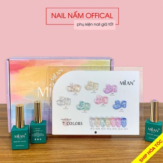 Set sơn gel 7 màu nhũ xà cừ MiLan tặng kèm bảng màu