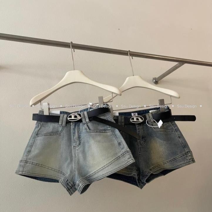 Quần short jeans, quần đùi bò nữ siêu basic đơn giản dễ phối đồ kèm đai chữ D cực xinh N80 | BigBuy360 - bigbuy360.vn