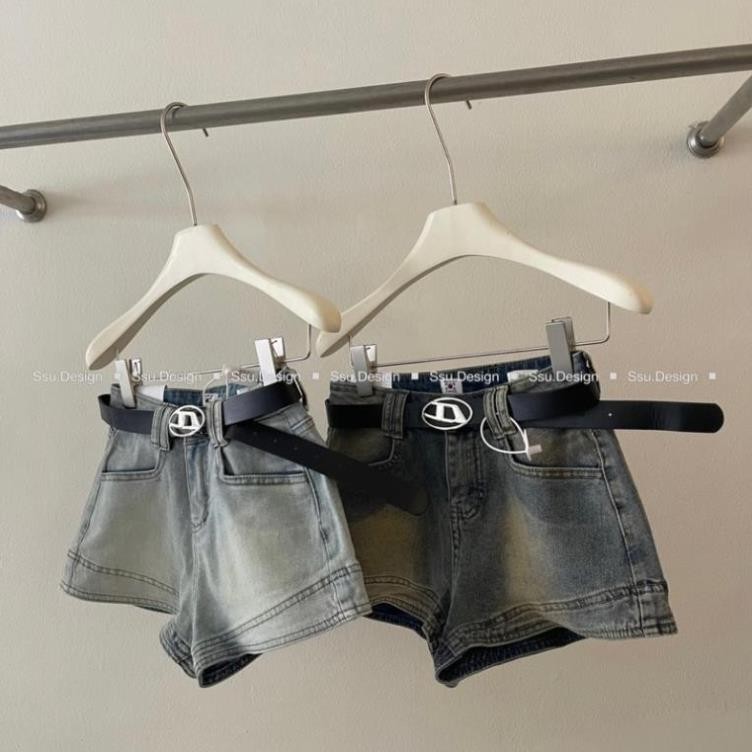 Quần short jeans, quần đùi bò nữ siêu basic đơn giản dễ phối đồ kèm đai chữ D cực xinh N80 | BigBuy360 - bigbuy360.vn