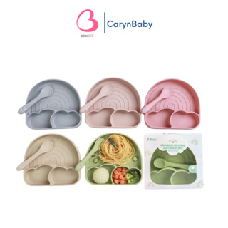 Khay Misan Silicon Mây 3 Ngăn có đế hít kèm muỗng cao cấp cho bé ăn dặm CarynShop