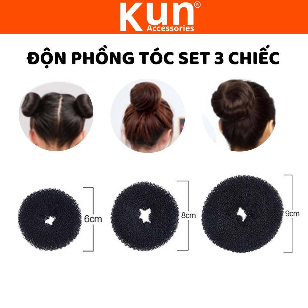 Độn phồng tóc bộ 3 chiếc KUN chuyên làm tóc