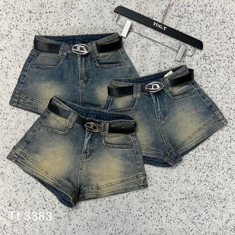 Quần short jeans, quần đùi bò nữ siêu basic đơn giản dễ phối đồ kèm đai chữ D cực xinh N80 | BigBuy360 - bigbuy360.vn