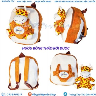 Balo cho bé mẫu giáo kèm hươu nhồi bông tháo rời được
